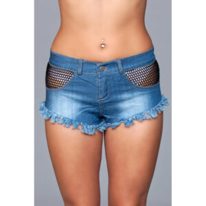 Wearing Denim Shorts Fishnet Trim Frindge Bottom booty shorts this Summer is a great idea. Denim Shorts Fishnet Trim Frindge Bottom booty shorts are comfortable. Have fun feeling sexy!