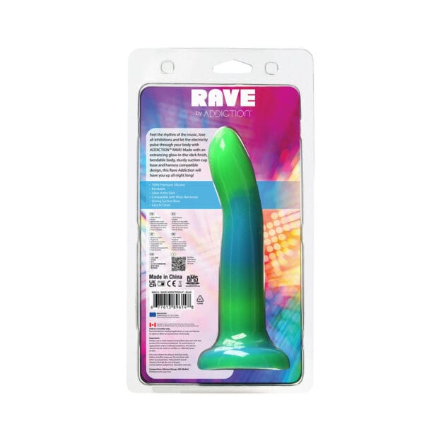 Addiction Glow in the Dark Rave Dil 8 quot Green Blue dildo made by BMS on sale at herVibrators.com