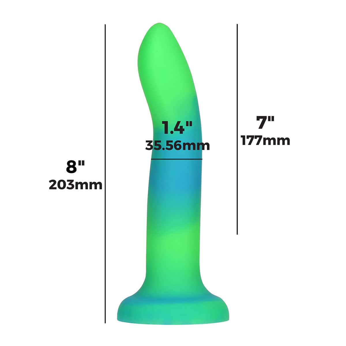 Addiction Glow in the Dark Rave Dil 8 quot Green Blue dildo made by BMS on sale at herVibrators.com