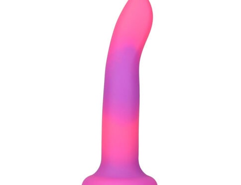 Addiction glow in the dark rave dil 8 quot pink purple dildo made by bms on sale at hervibrators. Com