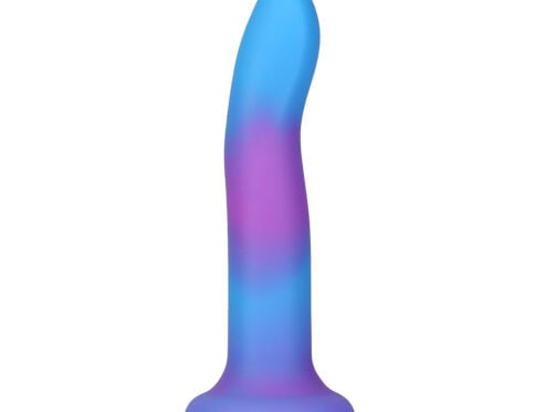 Addiction glow in the dark rave dil 8 quot purple blue dildo made by bms on sale at hervibrators. Com