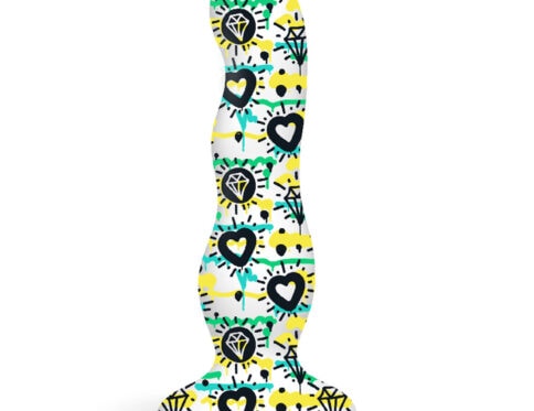 Collage diamonds and hearts curvy dil dildo made by icon brands on sale at hervibrators. Com