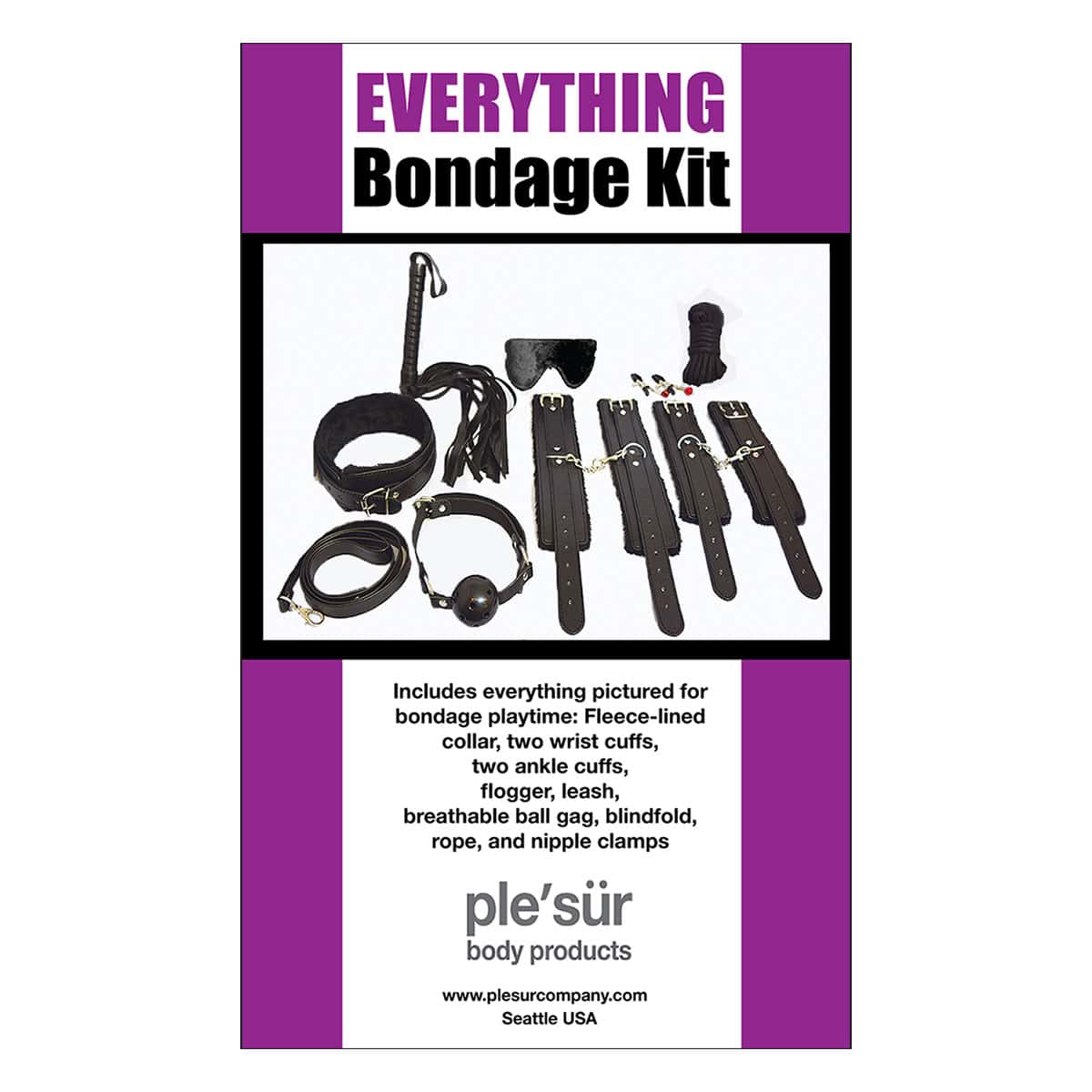 Try wearing this Everything Bondage 12pc Kit - Black sexy mask made by Plesur at herVibrators.com now.