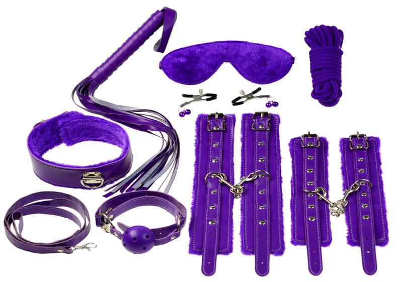 Try wearing this Everything Bondage 12pc Kit - Purple sexy mask made by Plesur at herVibrators.com now.