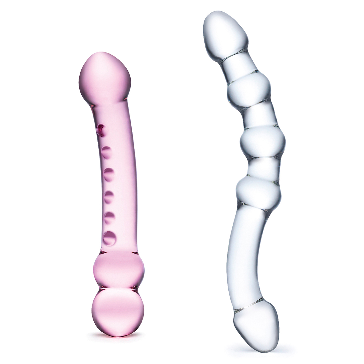 GLAS Double Pleasure 2pc Glass Dil Set dildo made by Glas on sale at herVibrators.com