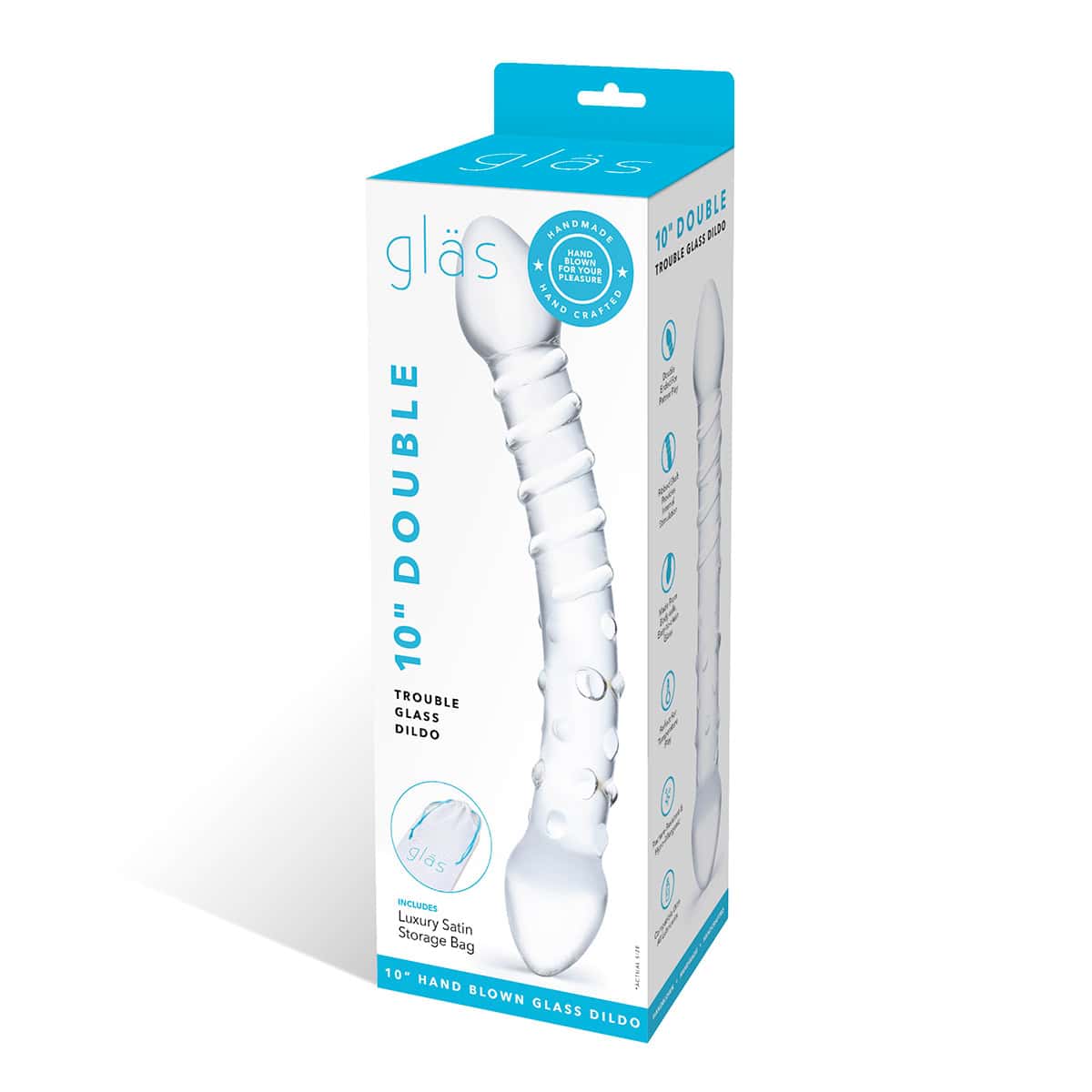 GLAS Double Trouble Glass Dil 10 quot  dildo made by Glas on sale at herVibrators.com