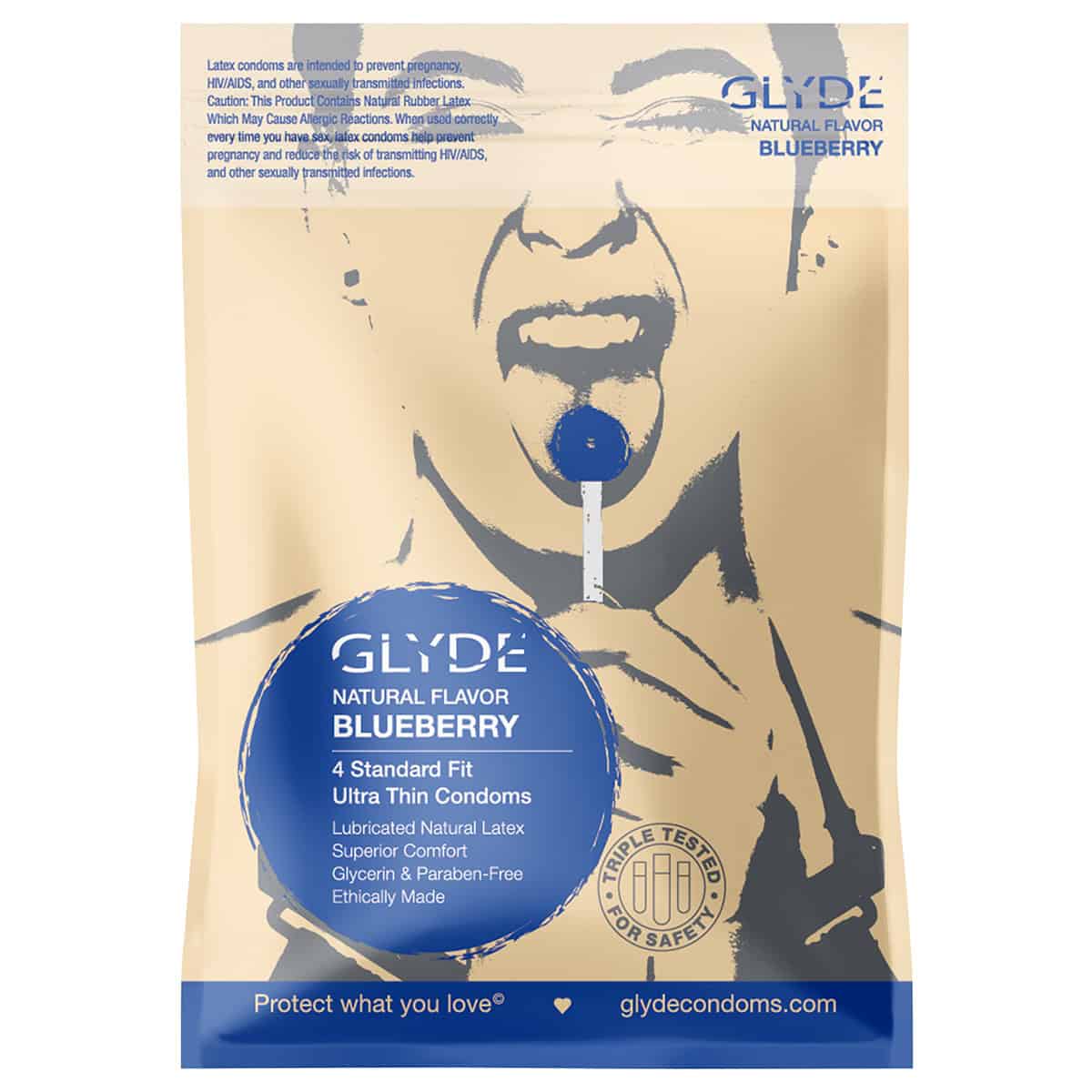 Best Glyde Organic Blueberry Condoms 4pk her care Glyde condoms on sale at herVibrators.com.