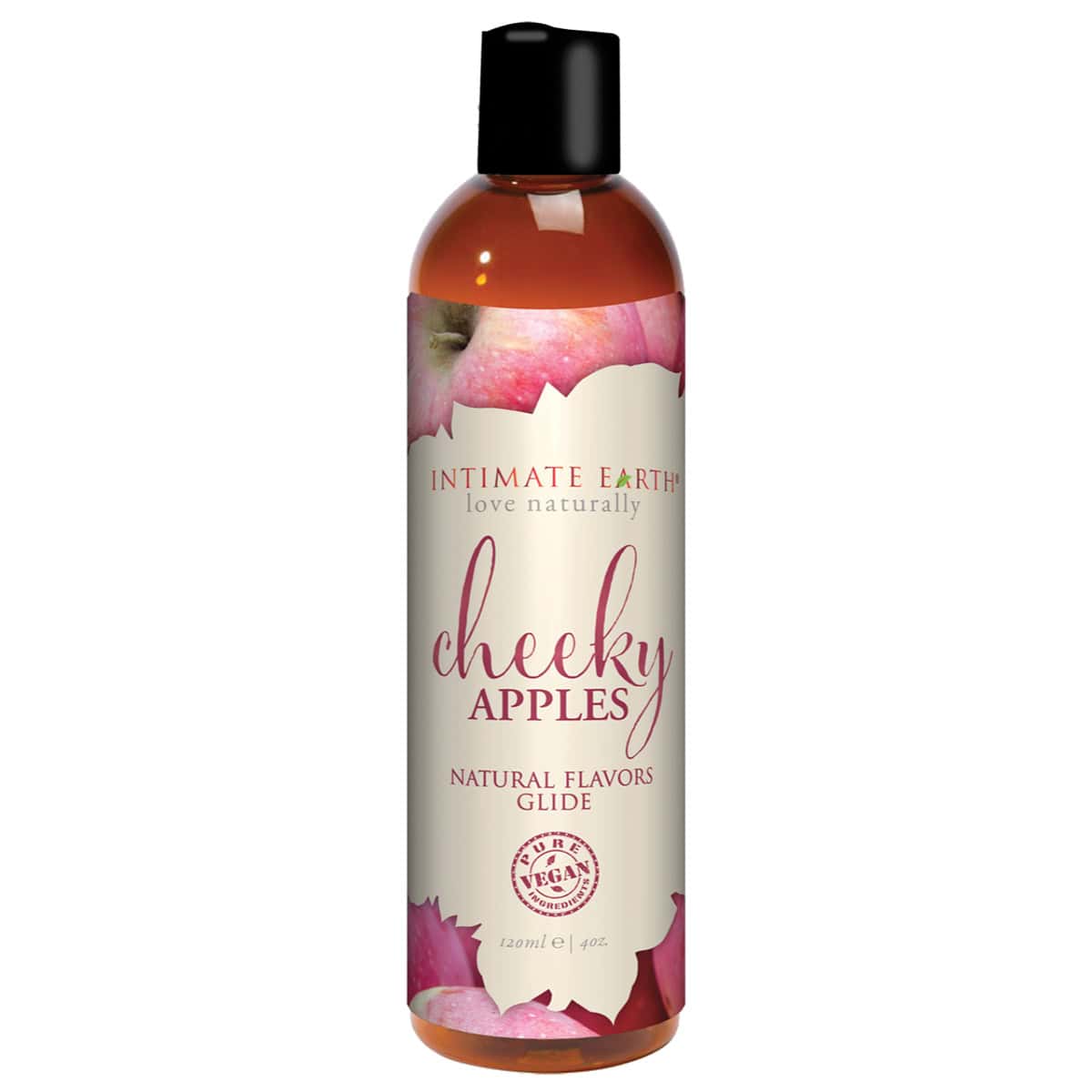 Buy and try Intimate Earth Flavored Glide - Cheeky Apples 4oz water based lubricant by Intimate Earth for your next sexual encounter with her.