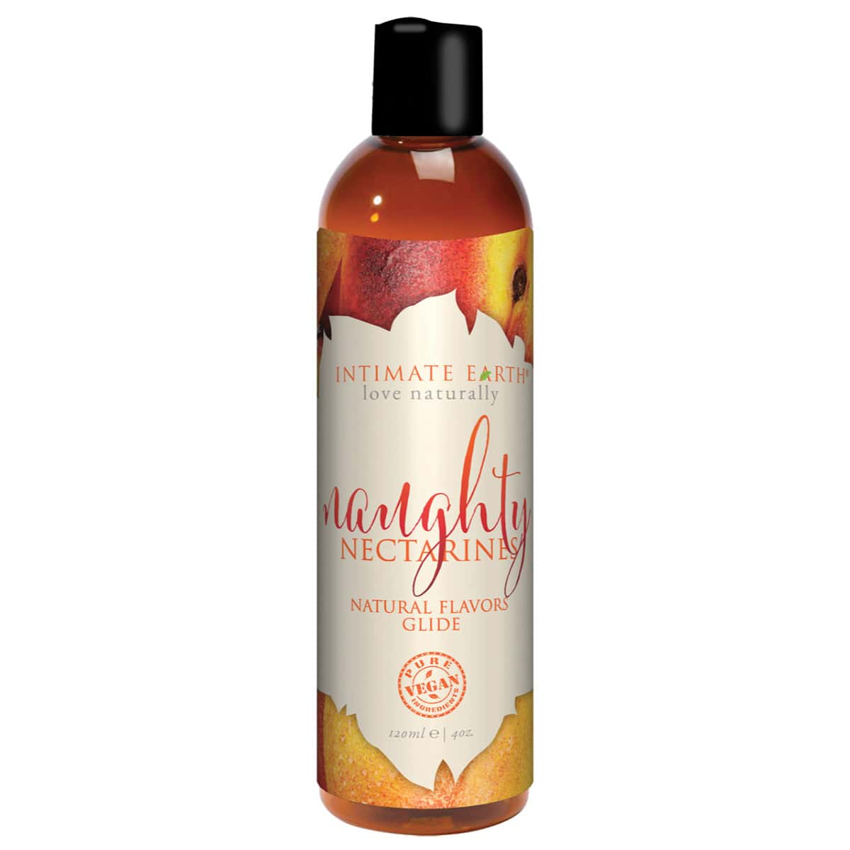 Buy and try Intimate Earth Flavored Glide - Naughty Peaches 4oz water based lubricant by Intimate Earth for your next sexual encounter with her.