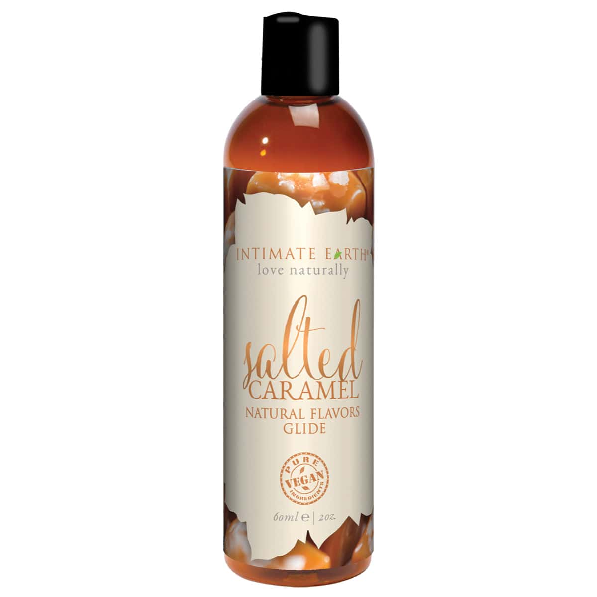 Buy and try Intimate Earth Flavored Glide - Salted Caramel 2oz water based lubricant by Intimate Earth for your next sexual encounter with her.