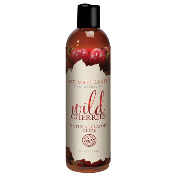 Best Intimate Earth Flavored Glide - Wild Cherries 4oz personal organic lubricant by Intimate Earth for sale at herVibrators.com.