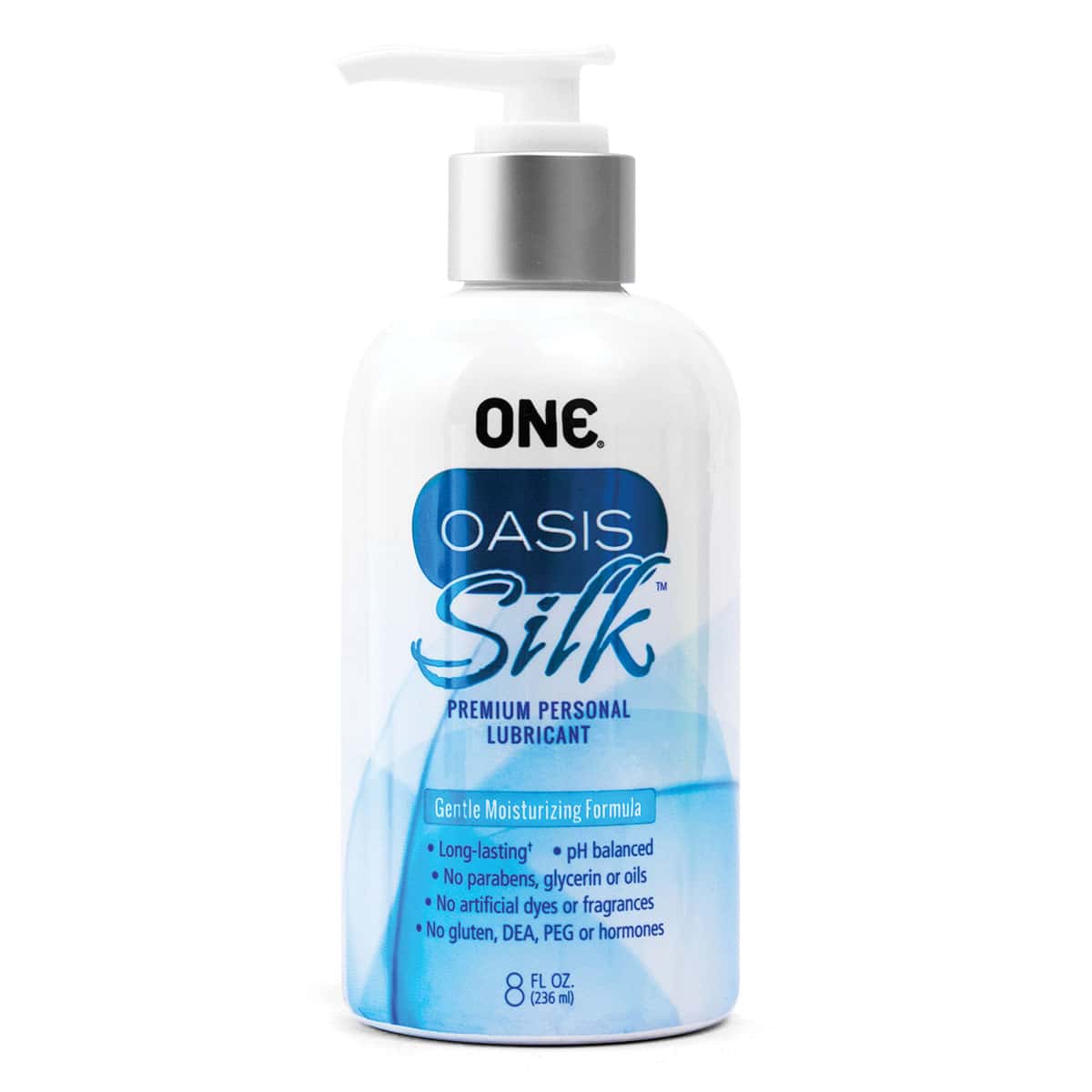 Buy and try ONE Oasis Silk Lubricant 8oz hybrid personal lubricant by ONE.