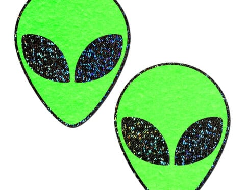 Wearing pastease aliens green w black eyes nipples covers by pastease can be fun and sexy!