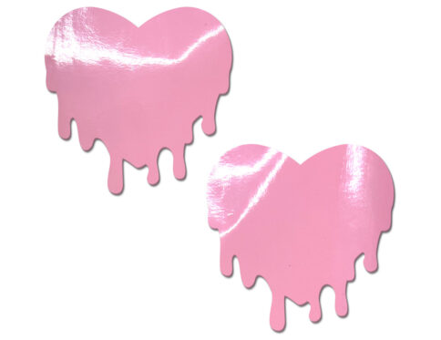 Wearing pastease faux latex baby pink melty heart nipples covers by pastease can be fun and sexy!