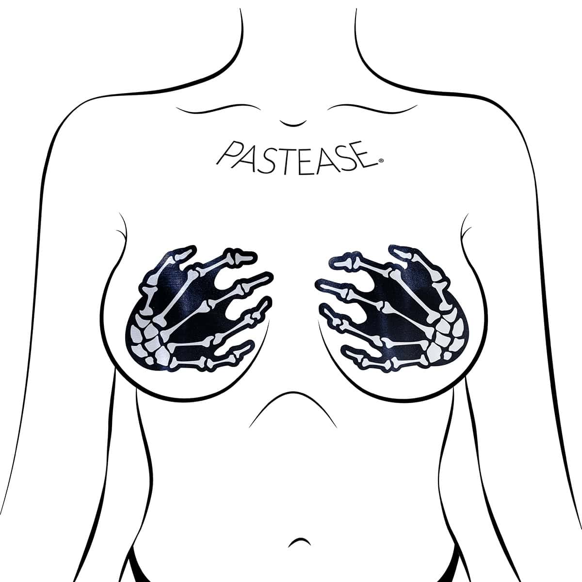 Wearing Pastease Skeleton Hands White nipples covers by Pastease can be fun and sexy!