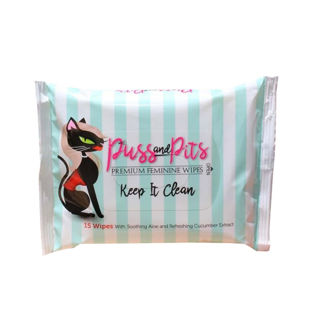 Puss and Pits Wipes 15pk intimate cleansers and personal cleansing care by Puss &amp