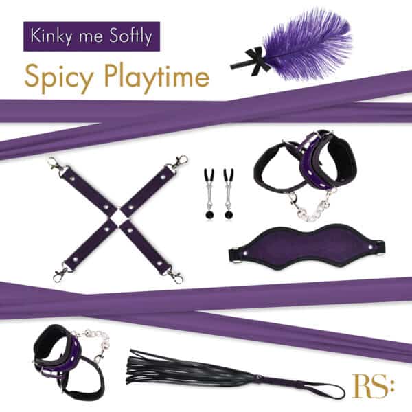 Try wearing this Rianne S Kinky Me Softly Bondage Kit - Purple sexy mask made by Rianne S at herVibrators.com now.