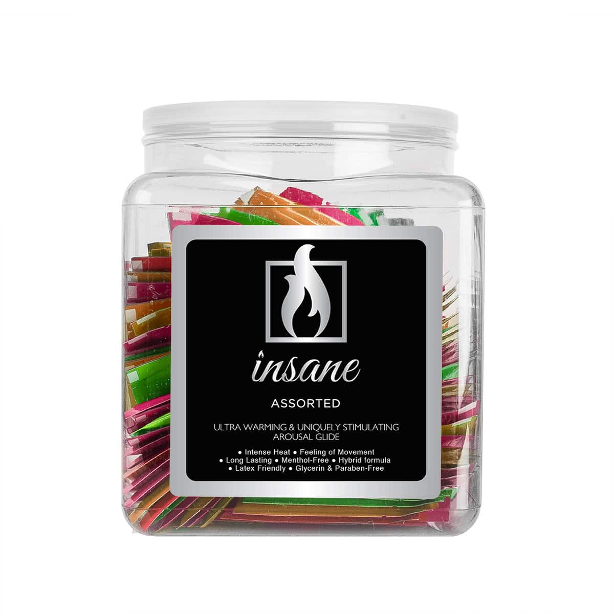 Buy and try Sensuva Insane Assorted Flavors 100pc Tub water based lubricant by Sensuva for your next sexual encounter with her.