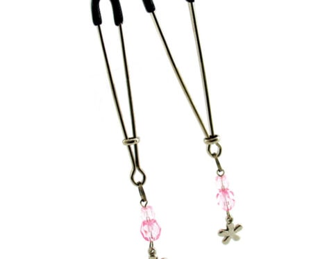 Sex kitten tweezer clamps pink flower sexy jewelry made by sex kitten for her.