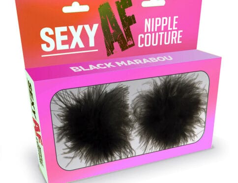 Wearing sexy af nipple couture black marabou nipples covers by little genie can be fun and sexy!