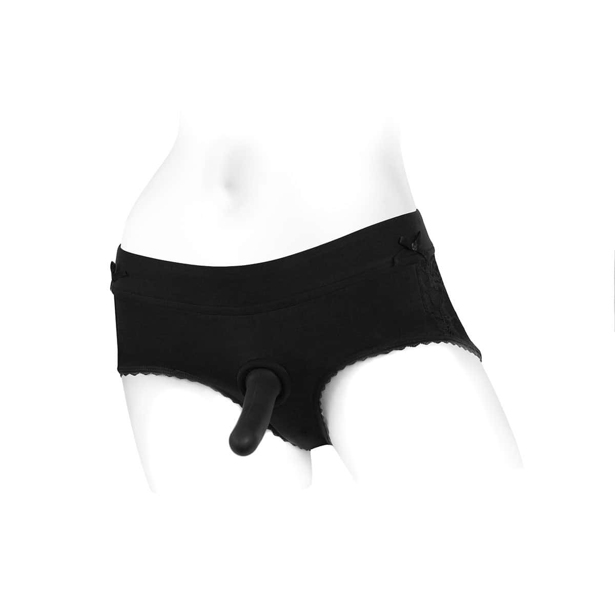 Best SpareParts Bella Harness Black/Black Nylon - XL dildo panties made by SpareParts HardWear on sale at herVibrators.com