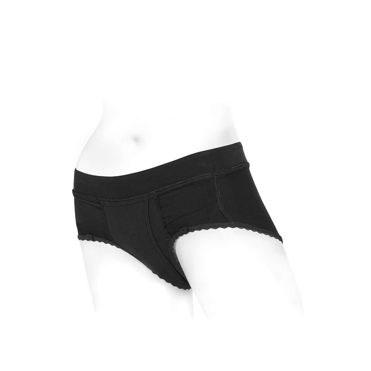 Best SpareParts Bella Harness Black/Black Nylon - XL dildo panties made by SpareParts HardWear on sale at herVibrators.com