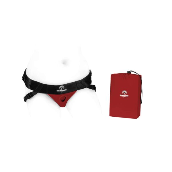 Best SpareParts Joque Harness Red- Size B dildo panties made by SpareParts HardWear on sale at herVibrators.com