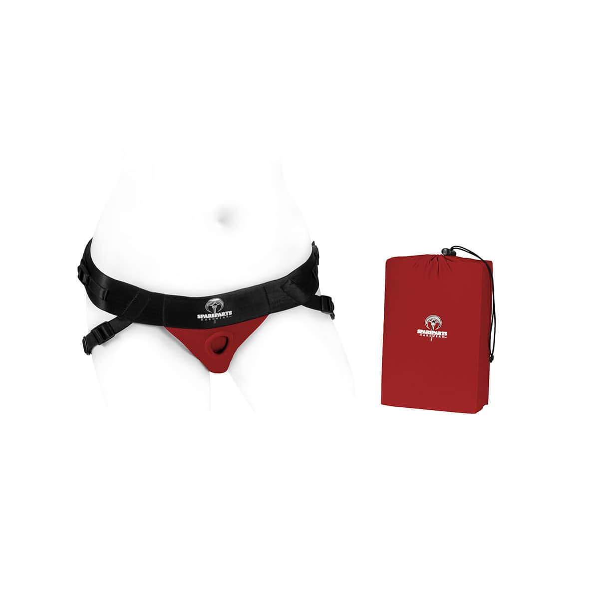 Best SpareParts Joque Harness Red- Size B dildo panties made by SpareParts HardWear on sale at herVibrators.com