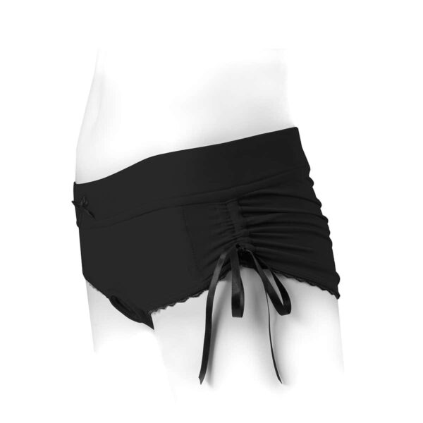 Best SpareParts Sasha Harness Black/Black Nylon - XL dildo panties made by SpareParts HardWear on sale at herVibrators.com