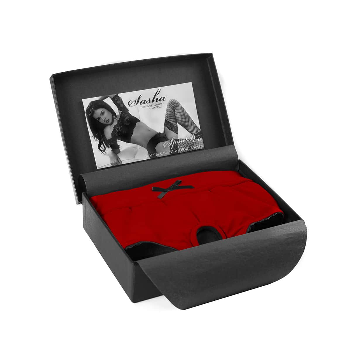 Best SpareParts Sasha Harness Red/Black Nylon - Small dildo panties made by SpareParts HardWear on sale at herVibrators.com