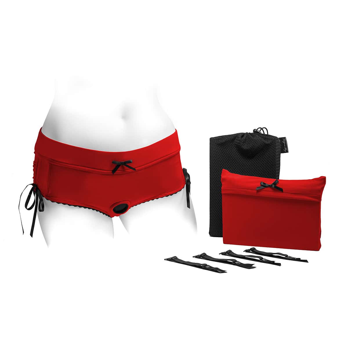 Best SpareParts Sasha Harness Red/Black Nylon - Small dildo panties made by SpareParts HardWear on sale at herVibrators.com