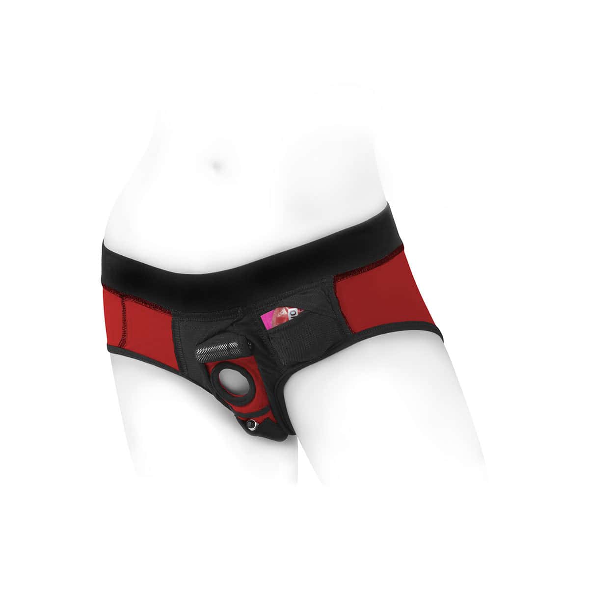 Best SpareParts Tomboi Harness Red/Black Nylon - XL dildo panties made by SpareParts HardWear on sale at herVibrators.com