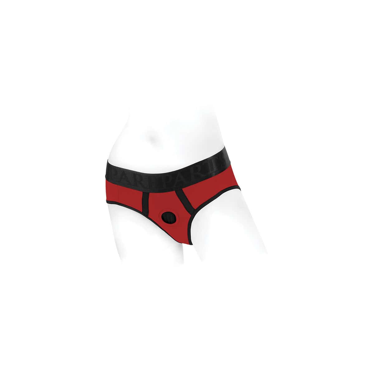Best SpareParts Tomboi Harness Red/Black Nylon - XXS dildo panties made by SpareParts HardWear on sale at herVibrators.com