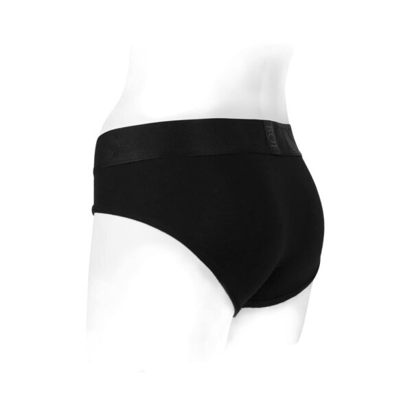 Best SpareParts Tomboi Rayon Brief Harness Black Size M dildo panties made by SpareParts HardWear on sale at herVibrators.com