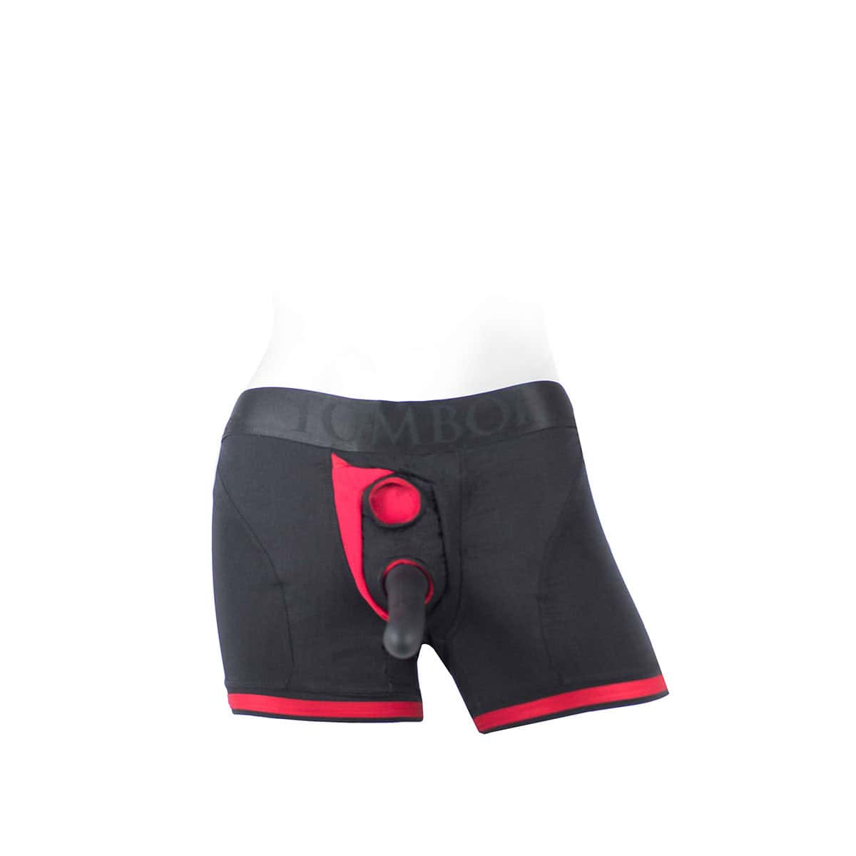 Best SpareParts Tomboii Black/Red Nylon - 2X dildo panties made by SpareParts HardWear on sale at herVibrators.com