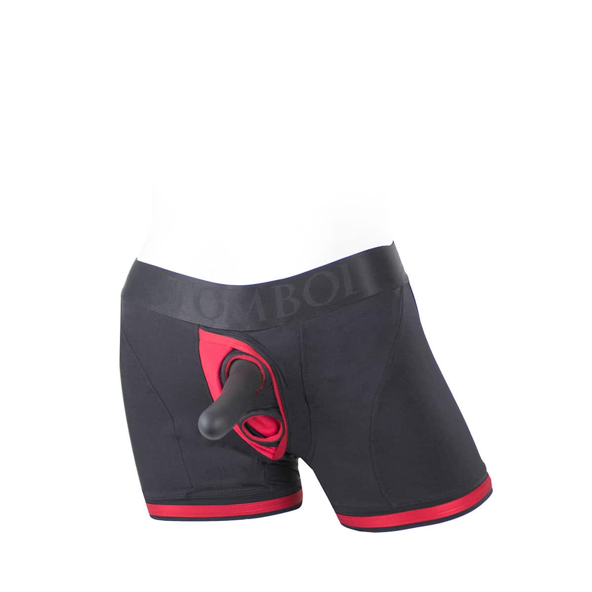 Best SpareParts Tomboii Black/Red Nylon - 2X dildo panties made by SpareParts HardWear on sale at herVibrators.com