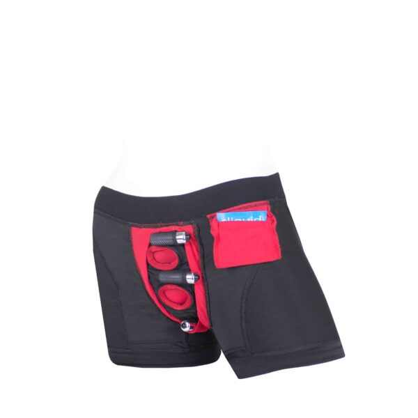Best SpareParts Tomboii Black/Red Nylon - Large dildo panties made by SpareParts HardWear on sale at herVibrators.com