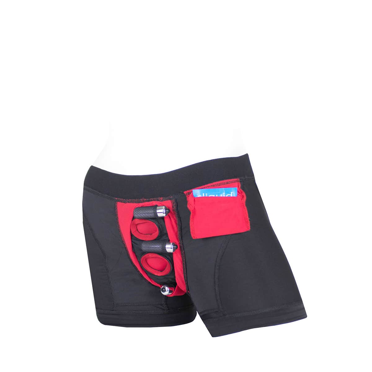 Best SpareParts Tomboii Black/Red Nylon - Large dildo panties made by SpareParts HardWear on sale at herVibrators.com