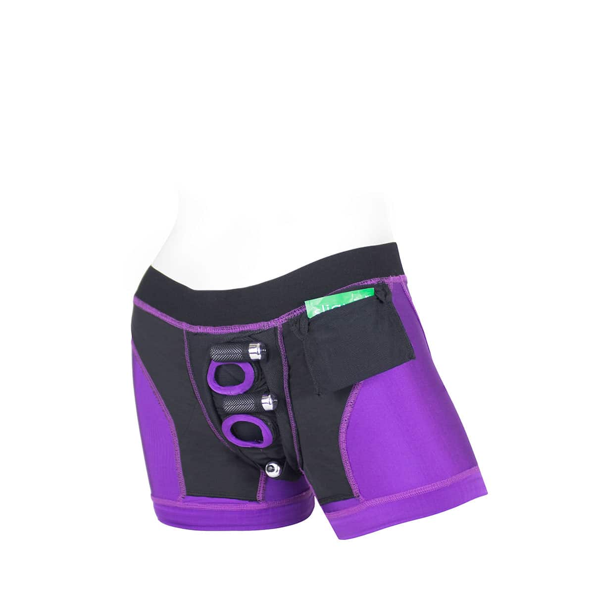 Best SpareParts Tomboii Purple/Black Nylon - Large dildo panties made by SpareParts HardWear on sale at herVibrators.com