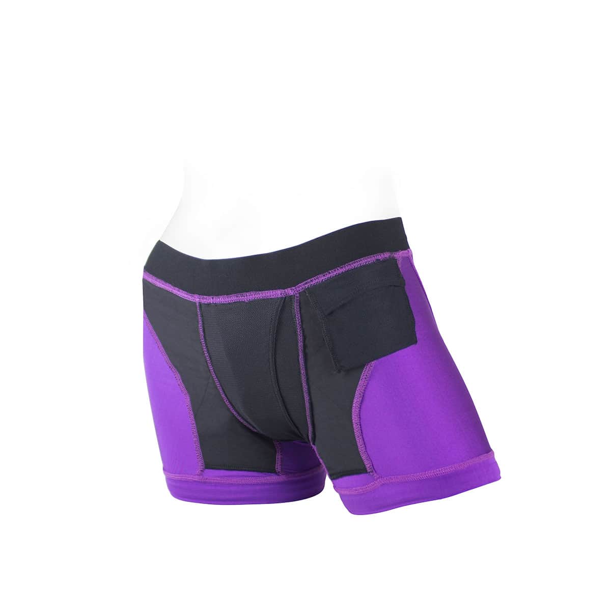 Best SpareParts Tomboii Purple/Black Nylon - Large dildo panties made by SpareParts HardWear on sale at herVibrators.com