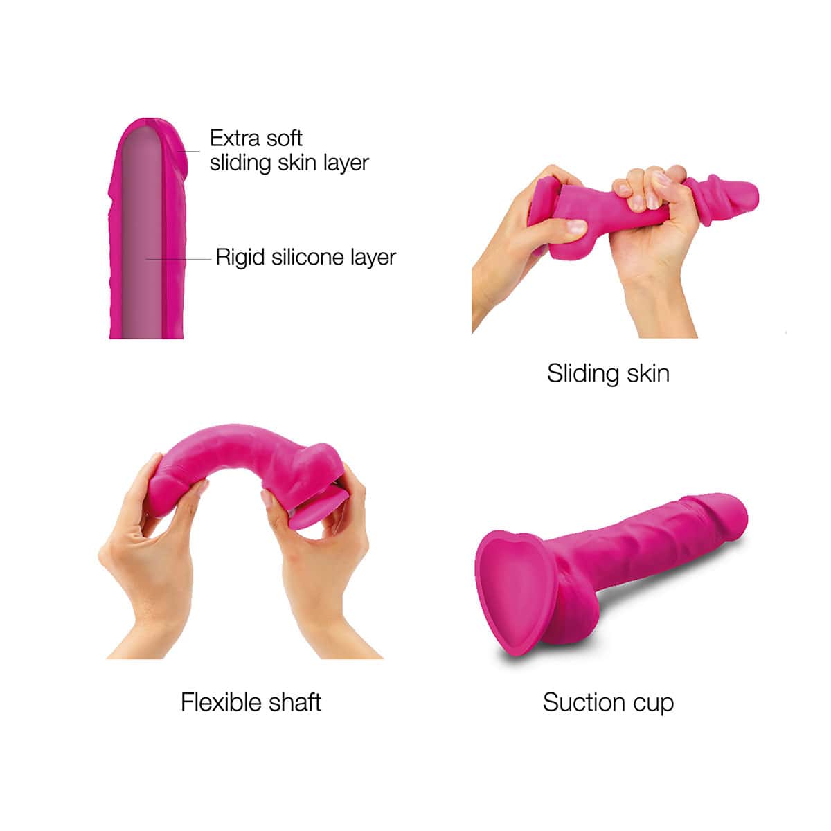 Strap On Me Sliding Skin Realistic Dil Small Fuchsia dildo made by Strap-On-Me on sale at herVibrators.com