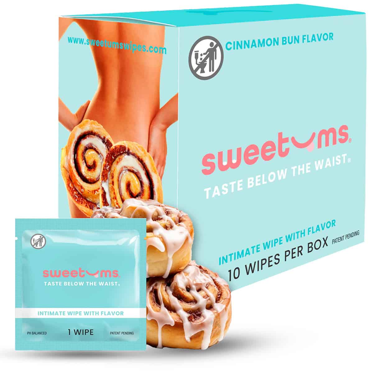 Sweetums intimate wipes cinnamonbun flavor intimate cleansers and personal cleansing care by sweetums.