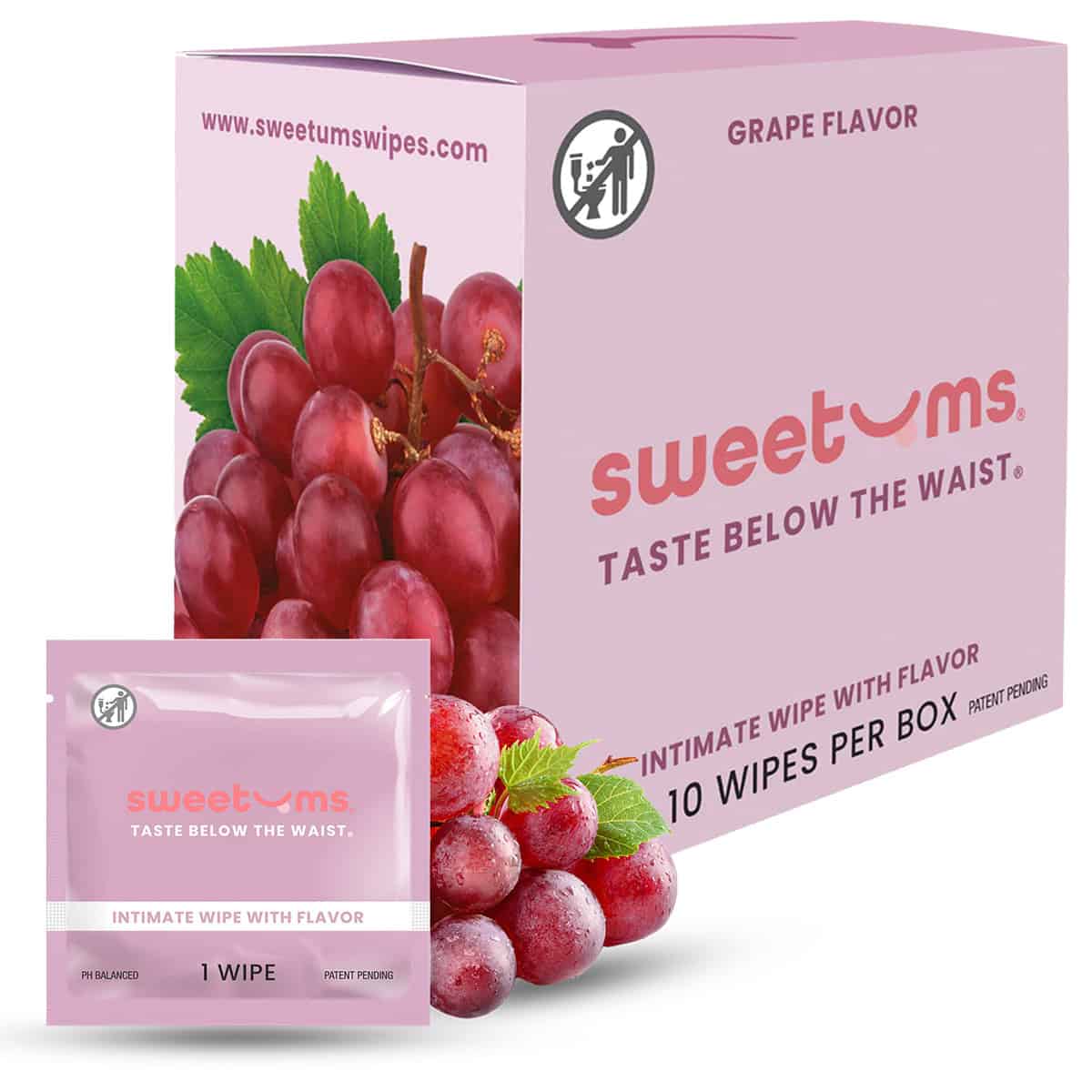 Sweetums Intimate Wipes Grape Flavor intimate cleansers and personal cleansing care by Sweetums.