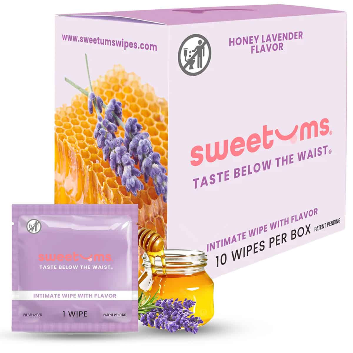 Sweetums Intimate Wipes Honey Lavender Flavor intimate cleansers and personal cleansing care by Sweetums.