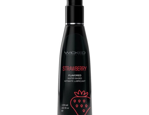 Wicked aqua strawberry 4oz flavored lubricant by wicked sensual care for yummy sex.