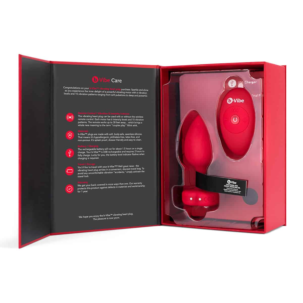 B Vibe Vibrating Heart Plug Shop Online Buy a b-vibe vibrating heart plug medium-large scarlet ruby vibrator.