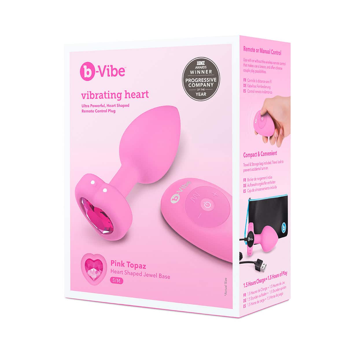 Buy a B-Vibe Vibrating Heart Plug Small-Medium  Pink Topaz vibrator.