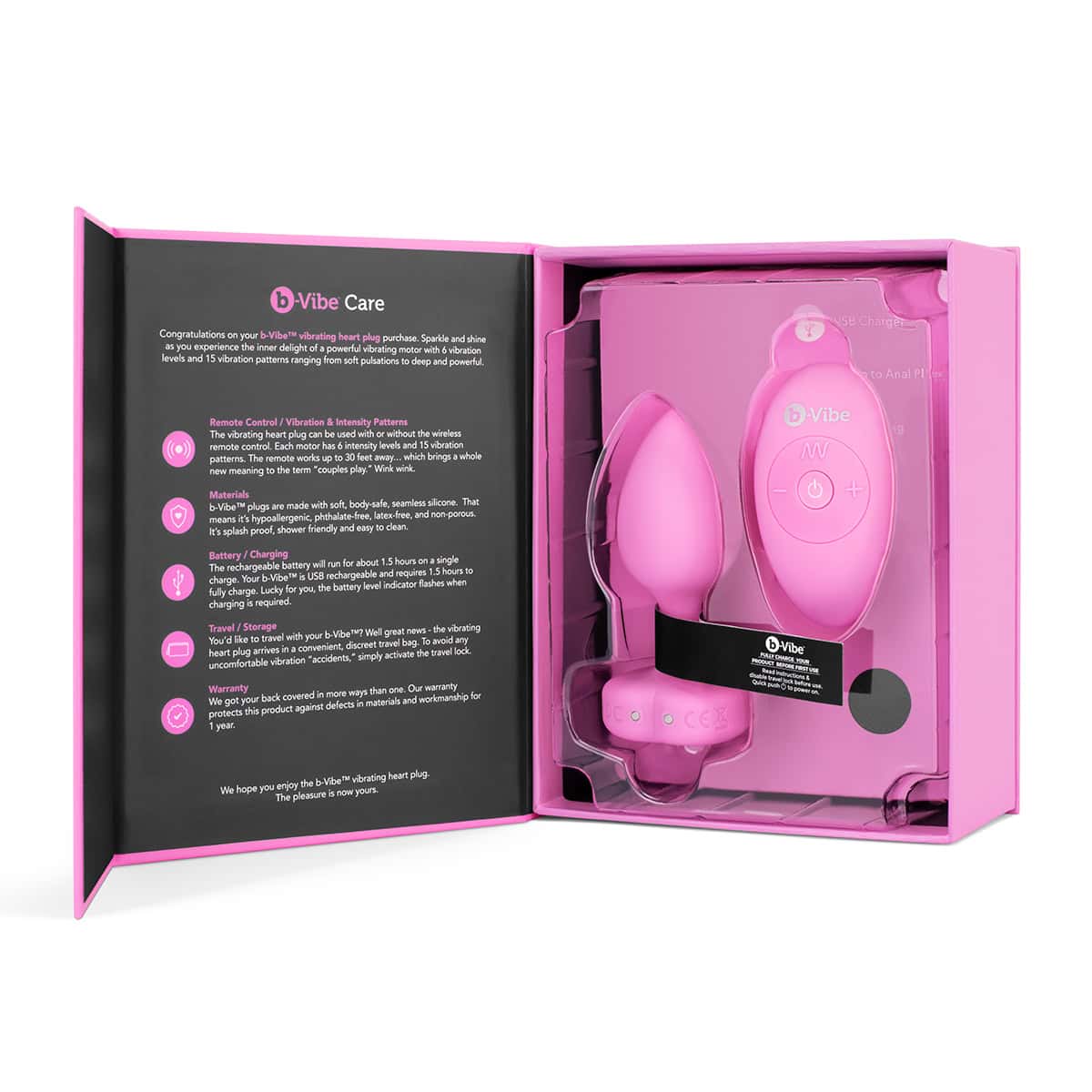 B Vibe Vibrating Heart Plug Shop Online Buy a b-vibe vibrating heart plug small-medium pink topaz vibrator.