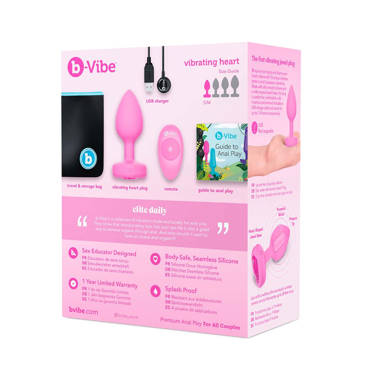 B Vibe Vibrating Heart Plug Shop Online Buy a b-vibe vibrating heart plug small-medium pink topaz vibrator.