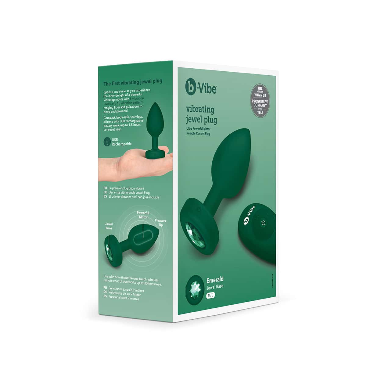 Buy a B-Vibe Vibrating Jewel Plug Medium-Large  Emerald vibrator.